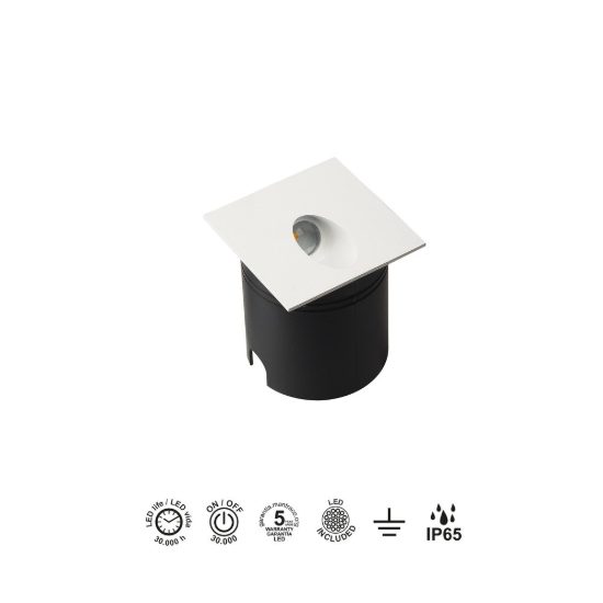 Segnapasso da esterno led 3w 3000k ip65 bianco sabbiato