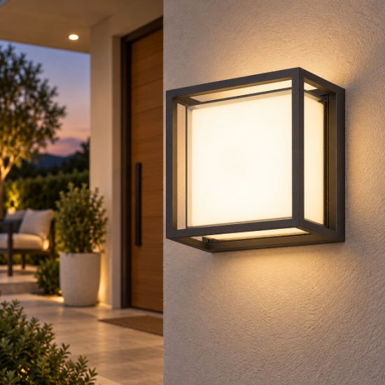 Applique per esterno led 9w cct 2700k 4000k ip65 17cm antracite