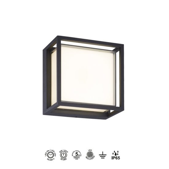 Applique per esterno led 9w cct 2700k 4000k ip65 17cm antracite