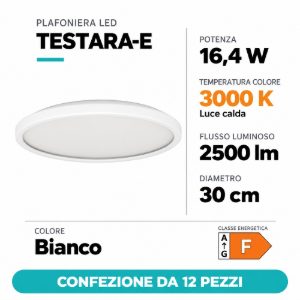 Eglo testara e plafoniera led 16,4w 3000k 30cm moderna bianca confezione da 12 pezzi