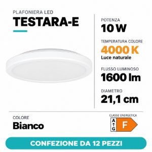Eglo testara e plafoniera led 10w 4000k 21,1cm moderna bianca confezione da 12 pezzi