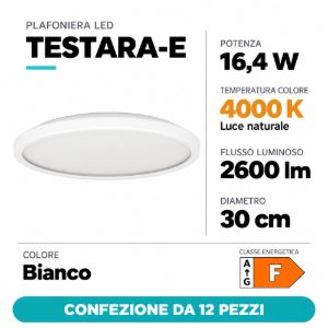 Eglo testara e plafoniera led 16,4w 4000k 30cm moderna bianca confezione da 12 pezzi