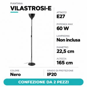 Eglo vilastrosi e piantana e27 165cm per soggiorno moderna nera confezione da 2 pezzi