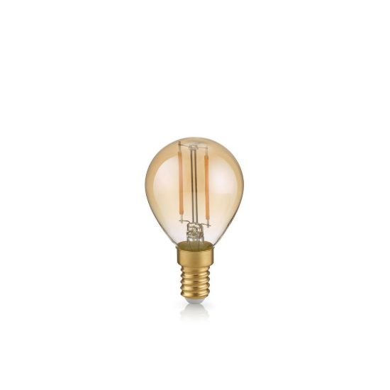 Lampadina led e14 a sfera a filamento 4w 2700k ambra