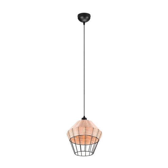 Lampadario a sospensione per sala da pranzo moderno in rattan naturale