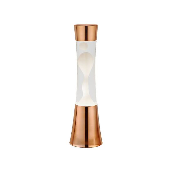 Lampada da tavolo effetto lava gy6,35 per cameretta rame opaco con cera ambra