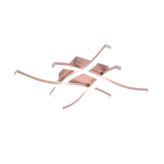 Plafoniera led 20w 4000k per soggiorno moderna con 4 bacchette ondulate oro rosa