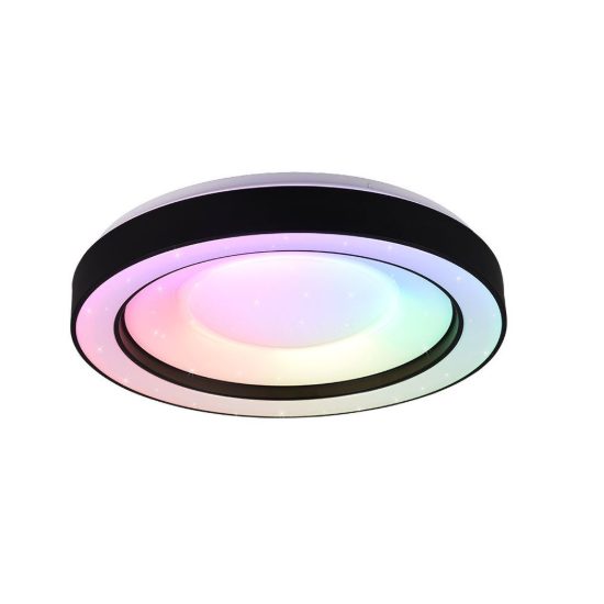 Plafoniera grande led 22w cct 2700k 6000k rgb con telecomando nera effetto cielo stellato