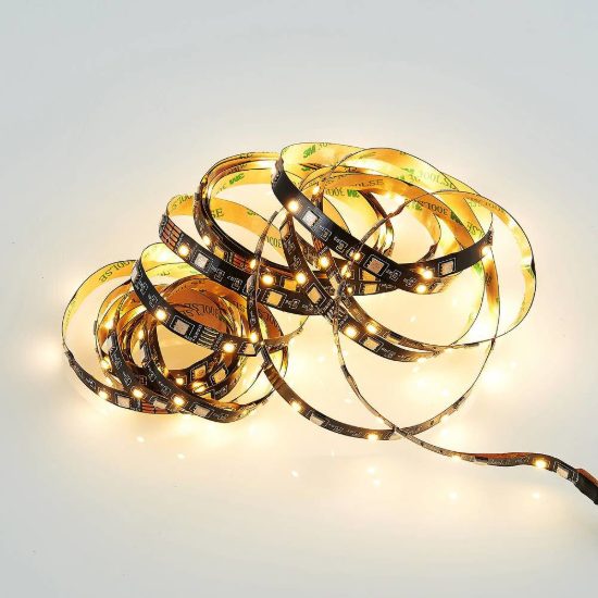 Striscia led 15w 3000k rgb con telecomando 5m tagliabile nera