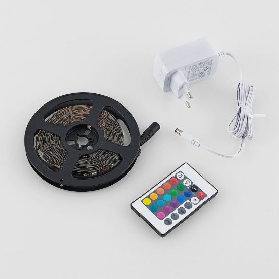 Striscia led 15w 3000k rgb con telecomando 5m tagliabile nera