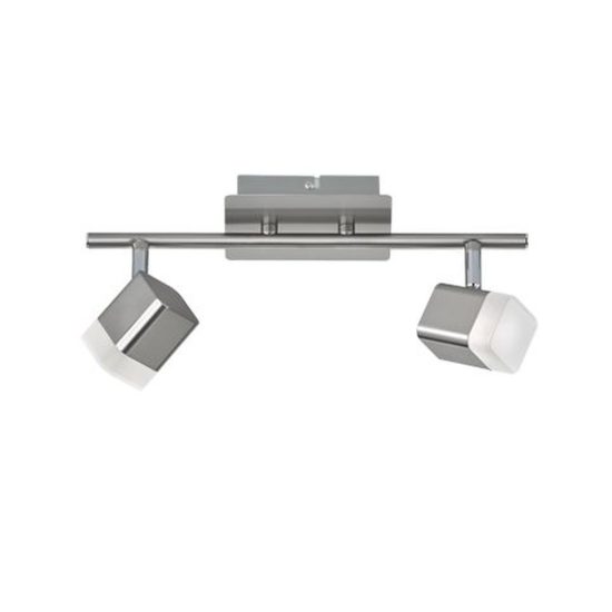 Plafoniera con 2 faretti led 2x3,5w 3000k moderna quadrati nichel opaco