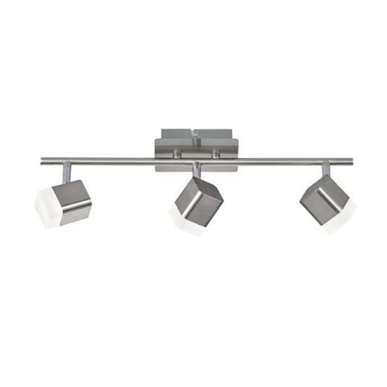 Plafoniera con 3 faretti led 3x3,5w 3000k moderna quadrati nichel opaco