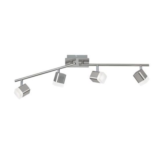 Plafoniera con 4 faretti led 4x3,5w 3000k moderna quadrati nichel opaco