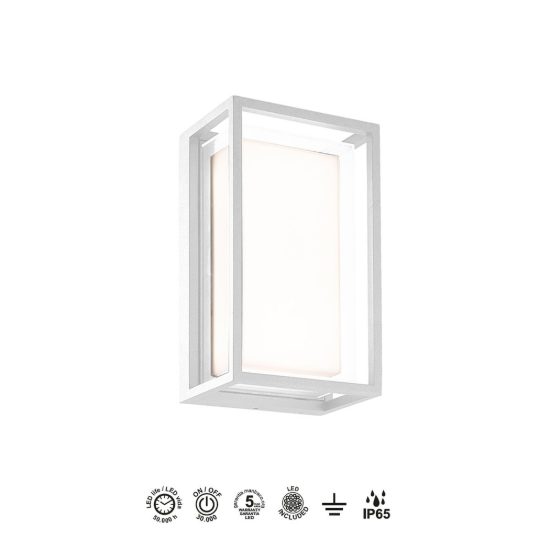 Applique da esterno led 9w cct 2700k 4000k ip65 14cm moderna bianca