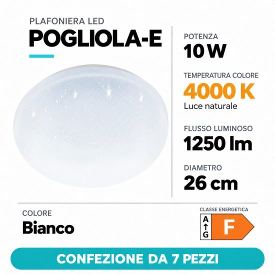 Eglo pogliola e plafoniera 10w 4000k 26cm bianca effetto cristallo confezione da 7 pezzi
