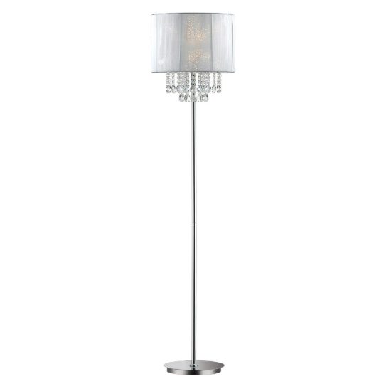 Ideal lux opera piantana e27 163cm per soggiorno classica bianca con pendenti in cristallo