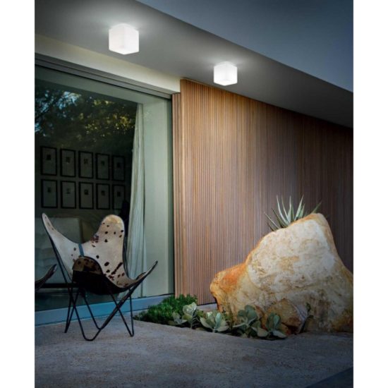 Ideal lux luna plafoniera da esterno e27 20cm moderna bianca ip44