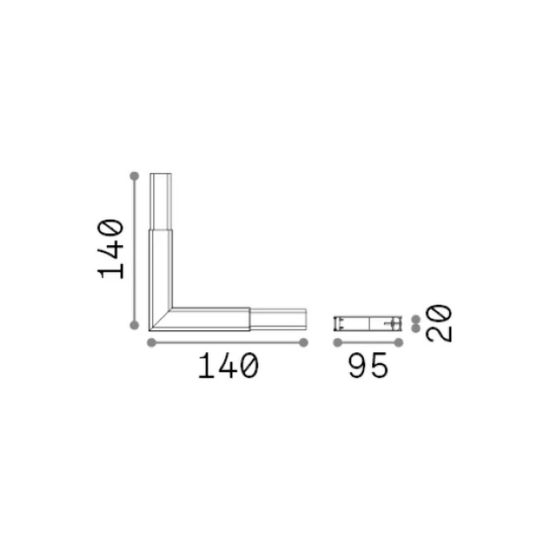 Ideal lux steel profilo angolare luminoso led 5,5w 3000k per sistema lineare nero
