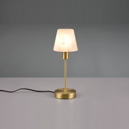 Abat-jour touch per comodino classico ottone satinato con vetro alabastro