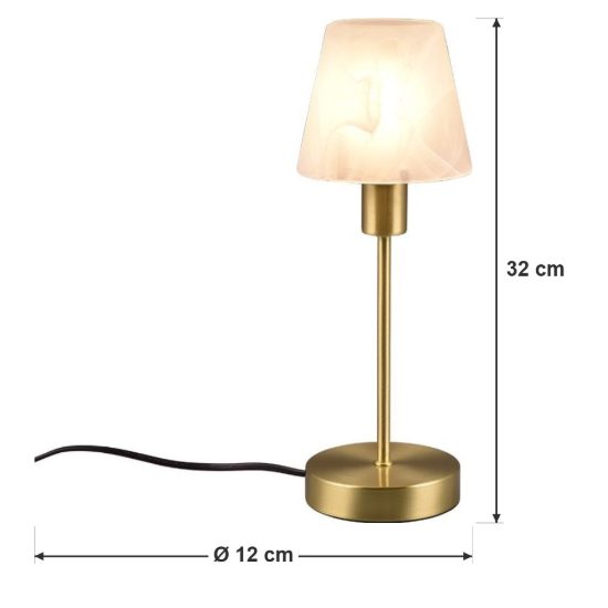 Abat-jour touch per comodino classico ottone satinato con vetro alabastro