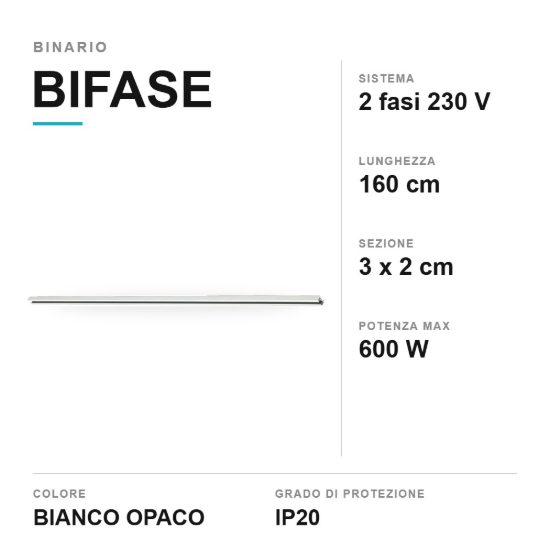 Binario elettrificato bifase 160cm bianco opaco