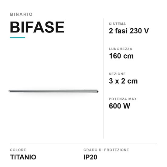 Binario elettrificato bifase 160cm titanio