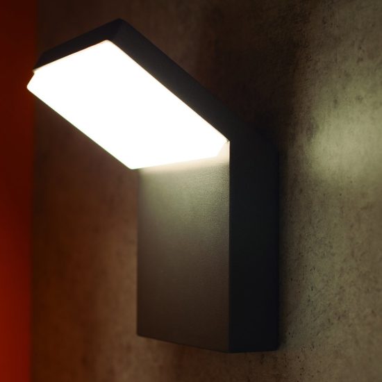 Applique per esterno moderna led 6w 3000k ip65 10cm grigio scuro