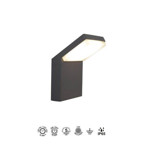 Applique per esterno moderna led 6w 3000k ip65 10cm grigio scuro