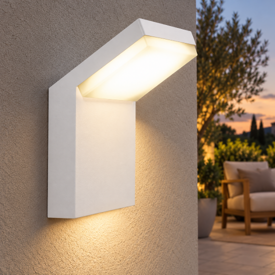 Applique da esterno led 6w 3000k ip65 10cm moderna bianca