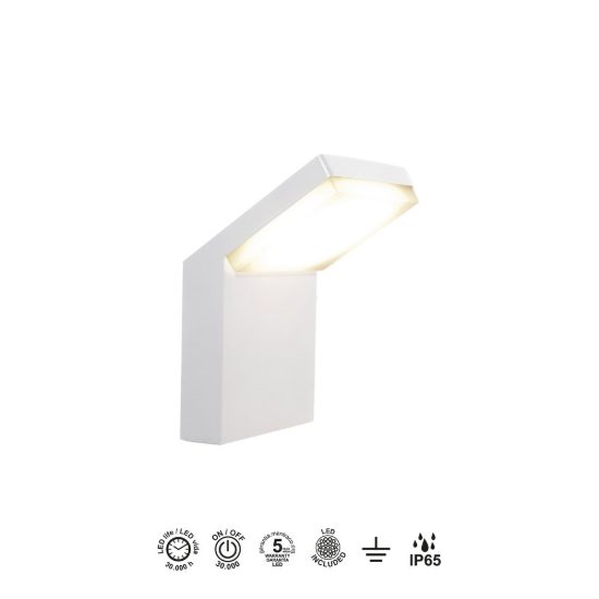 Applique da esterno led 6w 3000k ip65 10cm moderna bianca