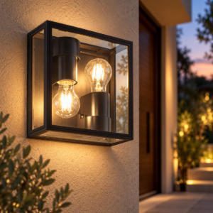 Applique lampadaper esterno ip65 moderna grigio scuro vetro