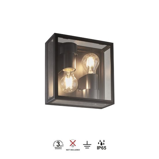 Applique lampadaper esterno ip65 moderna grigio scuro vetro