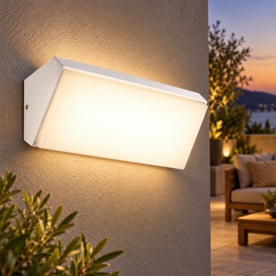 Applique led 9w 3000k da esterno ip65 moderna bianca