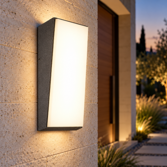 Applique per esterno led 9w 3000k ip65 9cm grigio scuro