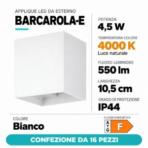 Eglo barcarola e applique da esterno led 4,5w 4000k 10,5cm ip44 bianca confezione da 16 pezzi