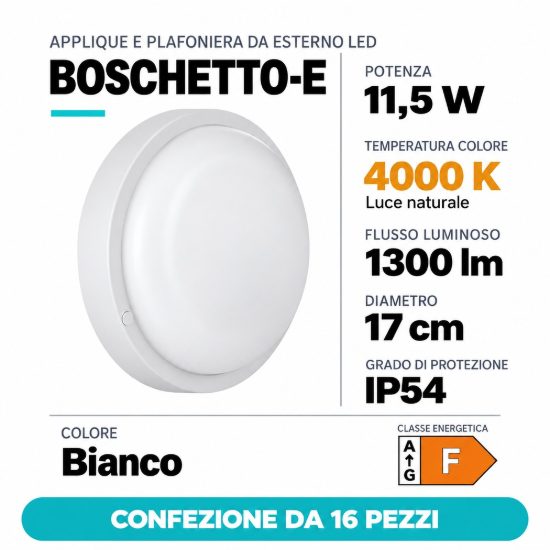 Eglo boschetto e applique e plafoniera da esterno 11,5w 4000k 17cm bianca confezione da 16 pezzi