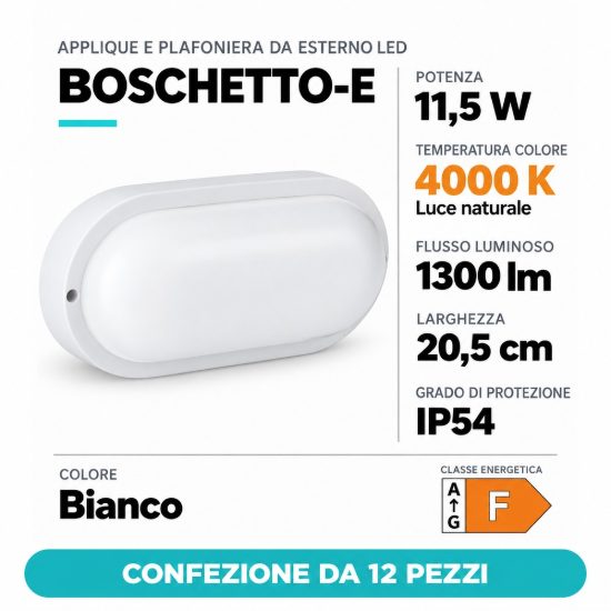 Eglo boschetto e applique e plafoniera da esterno 11,5w 4000k 20,5cm bianca confezione da 12 pezzi