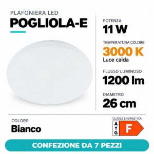 Eglo pogliola e plafoniera 11w 3000k 26cm bianca confezione da 7 pezzi