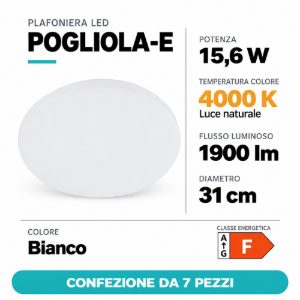 Eglo pogliola e plafoniera 15,6w 4000k 31cm bianca confezione da 7 pezzi
