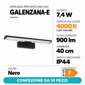Eglo galenzana e applique per specchio bagno 7,4w 4000k 40cm nera confezione da 10 pezzi