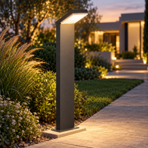 Paletto lampione da giardino led 12w 3000k ip65 h60cm grigio antracite