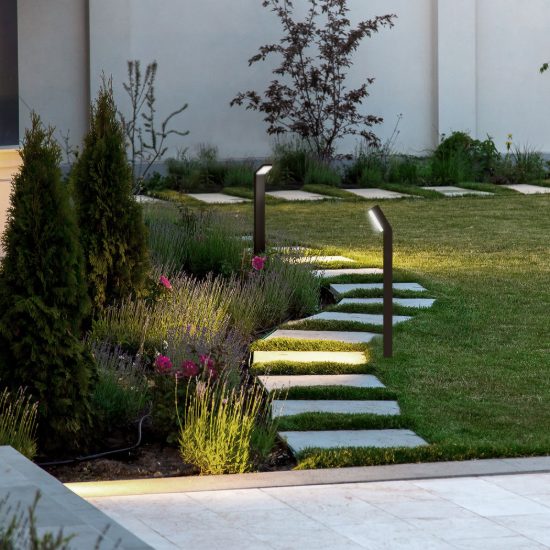 Paletto lampione da giardino led 12w 3000k ip65 h60cm grigio antracite