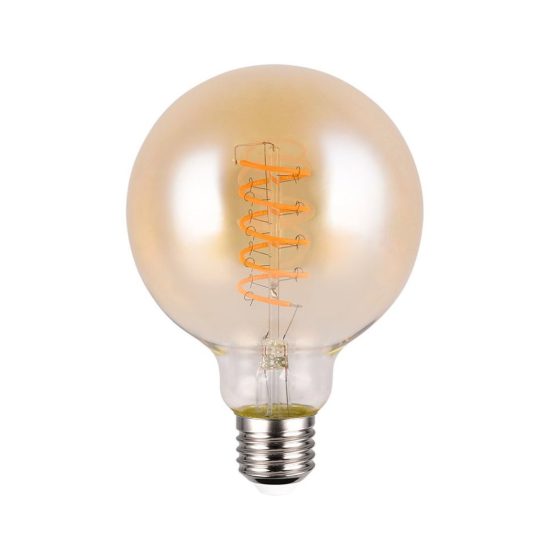 Lampadina led e27 a sfera a filamento 7w 1800k ambra dimmerabile con interruttore 9,5cm