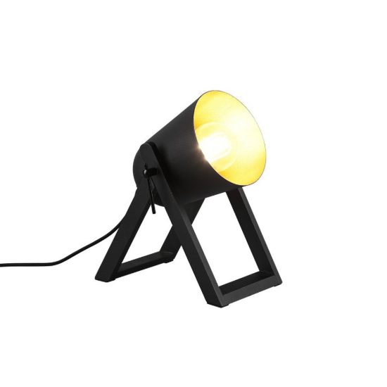 Abat-jour per comodino moderno con piedi in legno diffusore orientabile nero oro