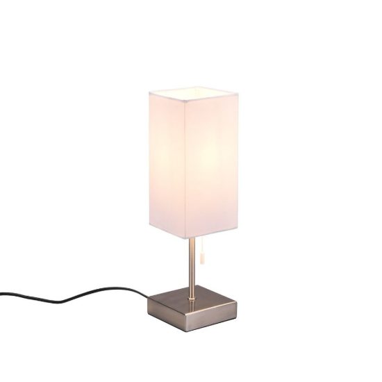 Abat-jour per comodino moderno nichel opaco con paralume bianco prese usb di ricarica