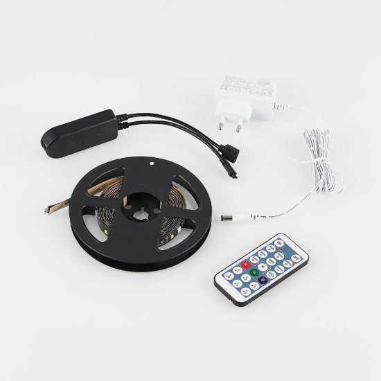 Striscia led 10w 3000k rgb con telecomando controllo del suono 3m tagliabile nera