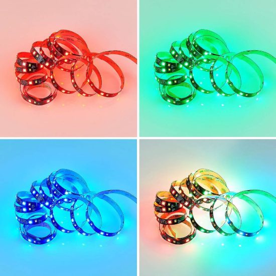 Striscia led 10w 3000k rgb con telecomando controllo del suono 3m tagliabile nera