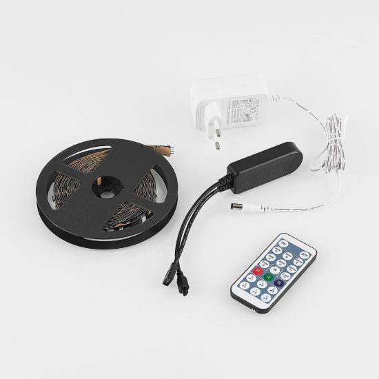 Striscia led 15w 3000k rgb con telecomando controllo del suono 5m tagliabile nera