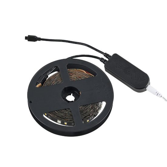 Striscia led 15w 3000k rgb con telecomando controllo del suono 5m tagliabile nera