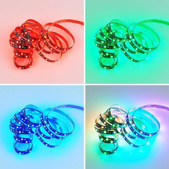 Striscia led 15w 3000k rgb con telecomando controllo del suono 5m tagliabile nera